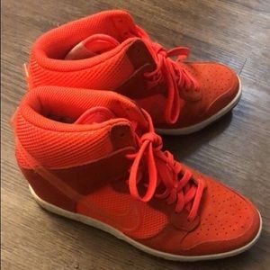 Pair of Orange Nike Sneaker Wedges